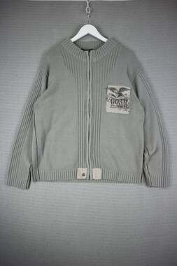 Burnside Acrylic Ribbed Y2K Style Zip Up Jacket Eagle Mens Large